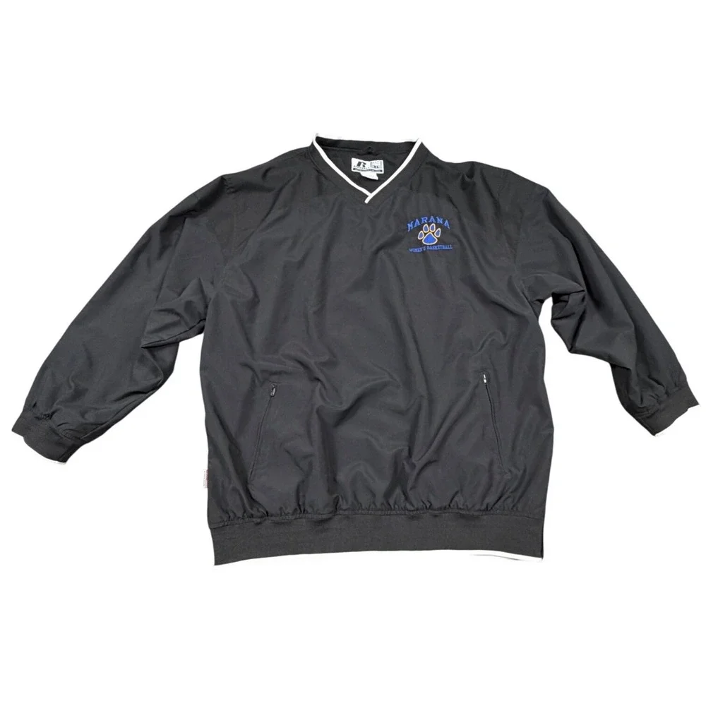 Y2K Russell Marana Basketball‎ Lightweight Pullover Jacket XL Black Team Issue